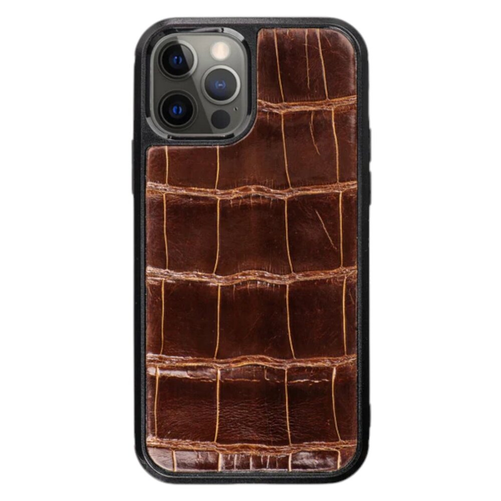 Designer iPhone 12 & 12 Pro Case - Handmade Alligator - Bourbon Color